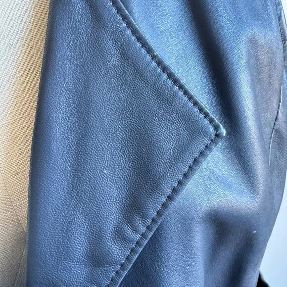 SARACENO BELLAGIO Blue Leather Belted Vest - Picture 6 of 11